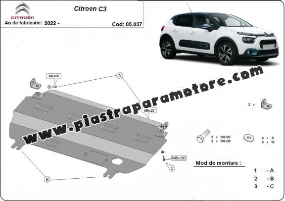 Piastra paramotore di acciaio Citroen C3