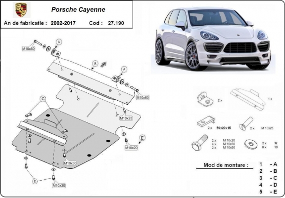 Piastra paramotore di acciaio Porsche Cayenne