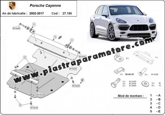 Piastra paramotore di acciaio Porsche Cayenne