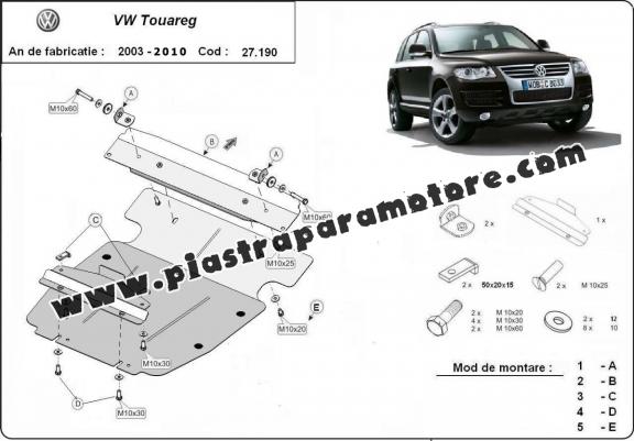 Piastra paramotore di acciaio Volkswagen Touareg 7L