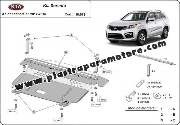 Piastra paramotore di acciaio Kia Sorento