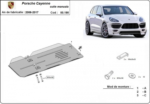 Protezione di acciaio per il cambio manuale Porsche Cayenne