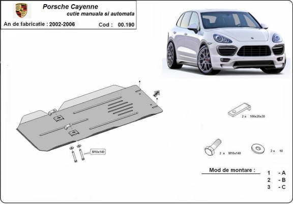 Protezione di acciaio per il cambio manuale e automatico Porsche Cayenne