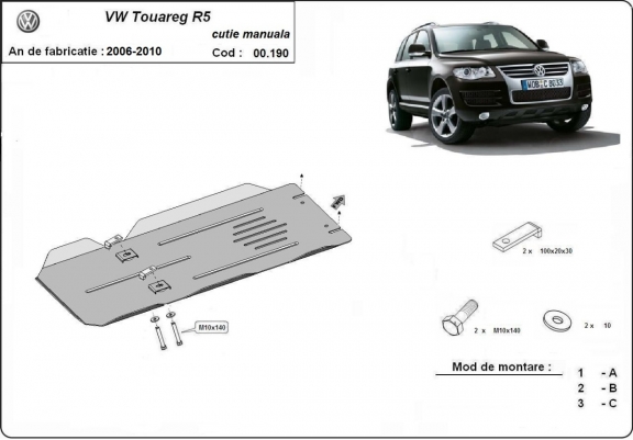 Protezione di acciaio per il cambio manuale VW Touareg 7L
