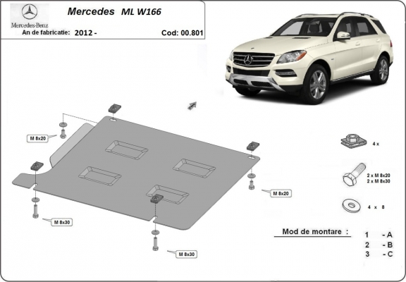 Protezione di acciaio per il cambio Mercedes ML W166
