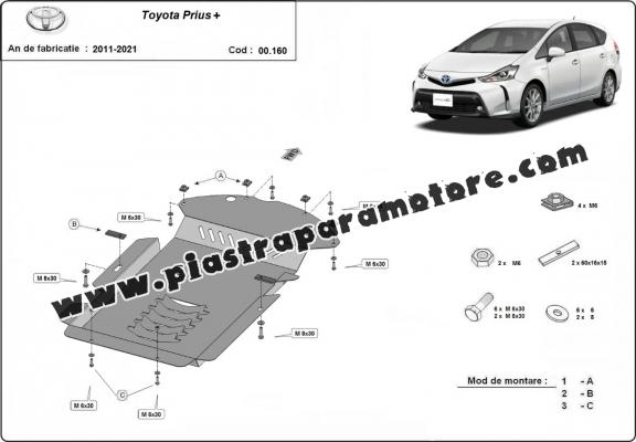 Piastra catalizzatore/cat lock di acciaio Toyota Prius 3+