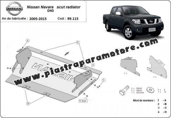 Protezione di acciaio per il radiatore Nissan Navara