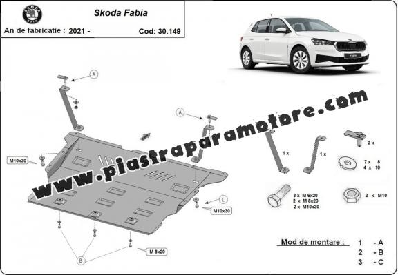 Piastra paramotore di acciaio Skoda Fabia