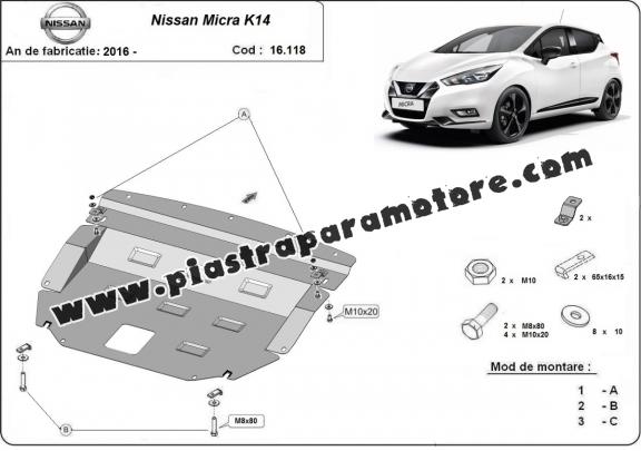 Piastra paramotore di acciaio Nissan Micra