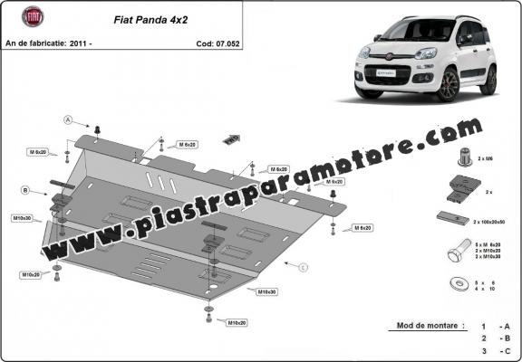 Piastra paramotore di acciaio Fiat Panda 4x2