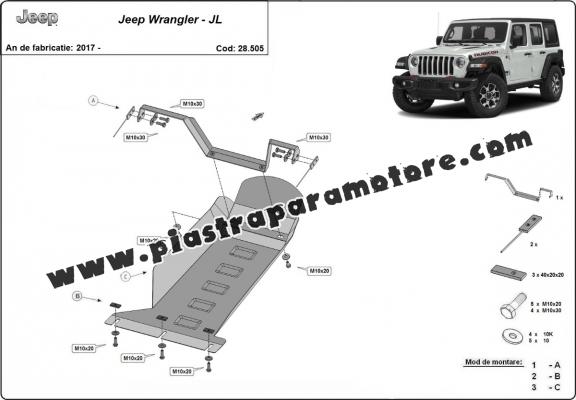 Piastra paramotore di acciaio  Jeep Wrangler - JL