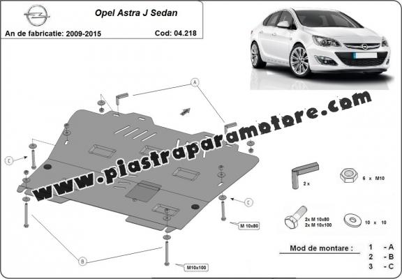 Piastra paramotore di acciaio Opel Astra J Sedan