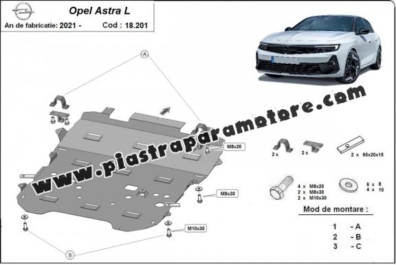 Piastra paramotore di acciaio Opel Astra L