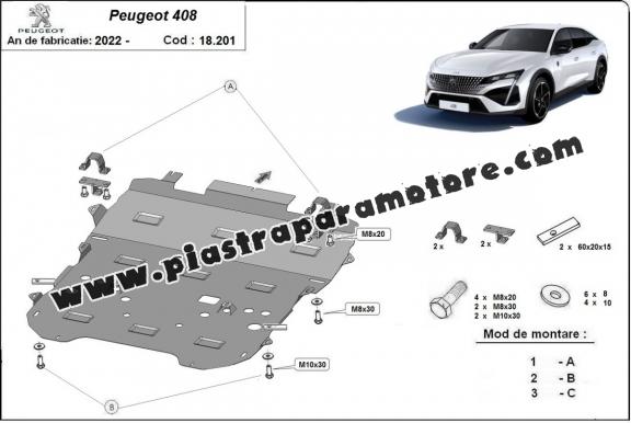 Piastra paramotore di acciaio Peugeot 408