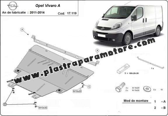 Piastra paramotore di acciaio Opel Vivaro (2011-2014)