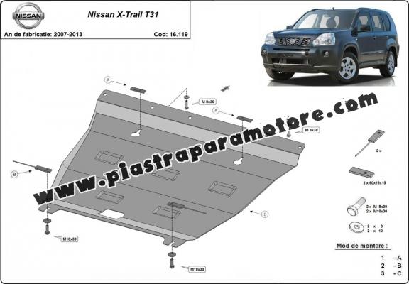 Piastra paramotore di acciaio Nissan X-Trail T31 - Vers 2.0