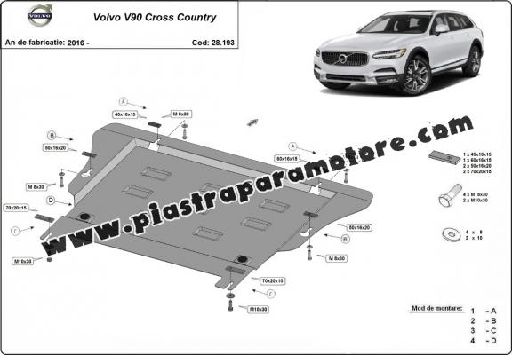 Piastra paramotore di acciaio Volvo V90 Cross Country