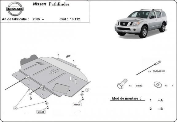 Piastra paramotore di acciaio Nissan Pathfinder