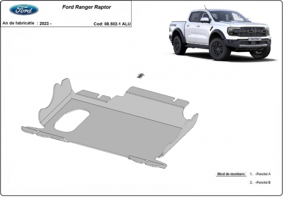 Piastra paramotore di alluminio Ford Ranger Raptor
