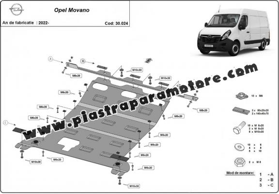 Piastra paramotore di acciaio Opel Movano