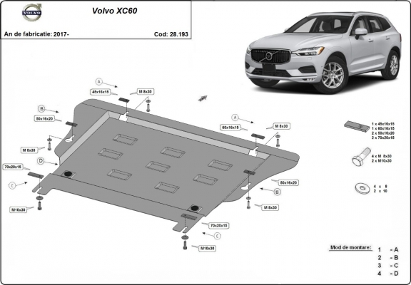 Piastra paramotore di acciaio Volvo XC60