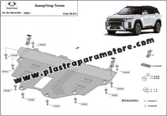 Piastra paramotore di acciaio Ssangyong Torres