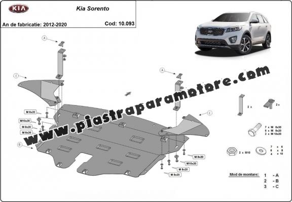 Piastra paramotore di acciaio Kia Sorento