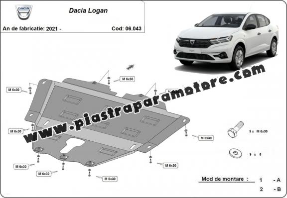 Piastra paramotore di acciaio Dacia Logan