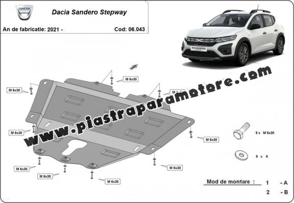 Piastra paramotore di acciaio Dacia Sandero 3 Stepway