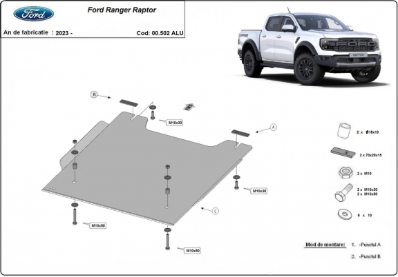 Protezione per la ripartitore Ford Ranger Raptor - Alluminio