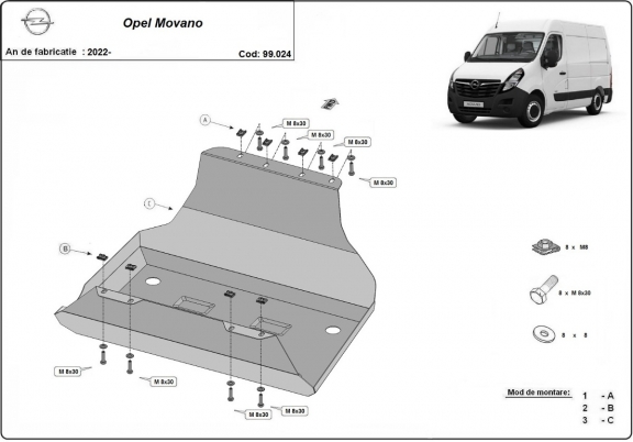 Protezione di acciaio per il serbatoio Opel Movano C 