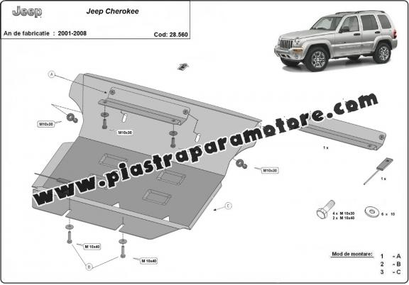 Piastra paramotore di acciaio  Jeep Cherokee - KJ