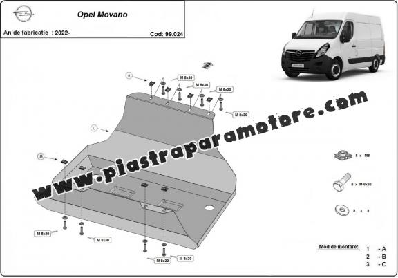 Protezione di acciaio per il serbatoio Opel Movano