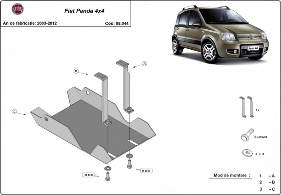 Protezione di acciaio per il differenziale Fiat Panda 4x4