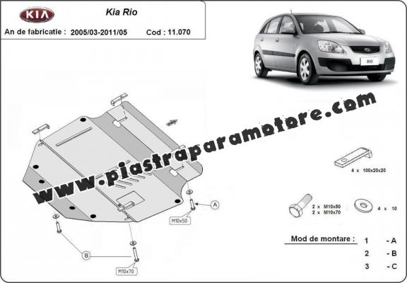 Piastra paramotore di acciaio Kia Rio 2