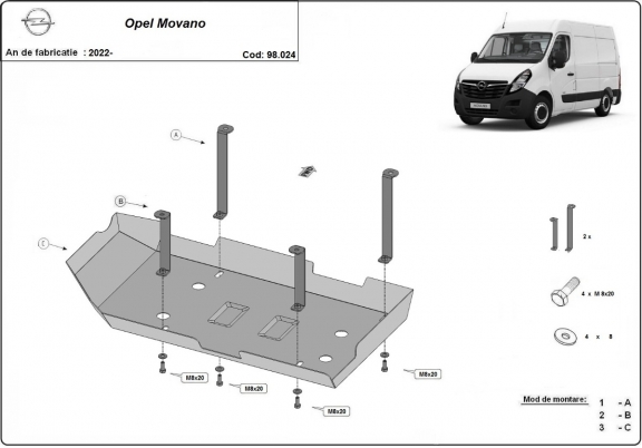 Protezione di acciaio per il AdBlue Opel Movano C 