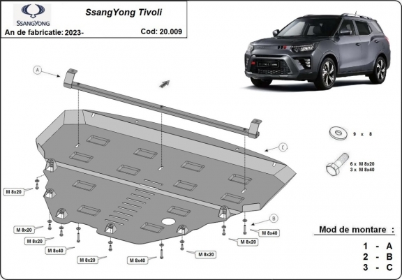 Piastra paramotore di acciaio SsangYong  Tivoli