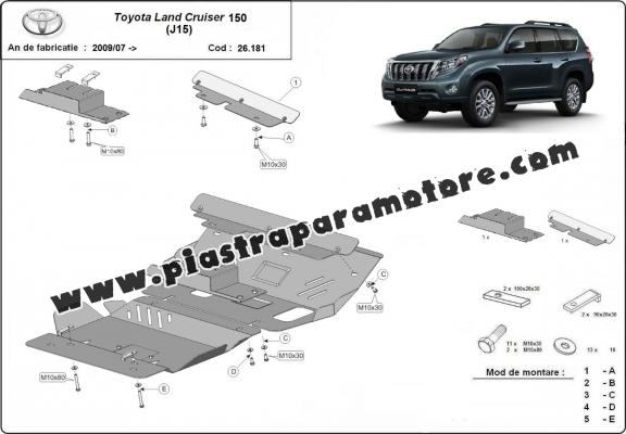 Piastra paramotore di alluminio Toyota Land Cruiser 150