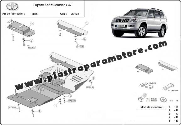 Piastra paramotore di alluminio Toyota Land Cruiser J120