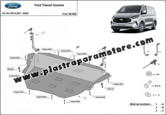 Piastra paramotore di acciaio Ford Transit Custom