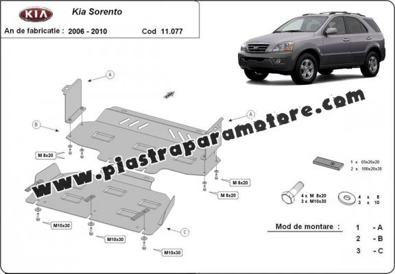 Piastra paramotore di acciaio Kia Sorento