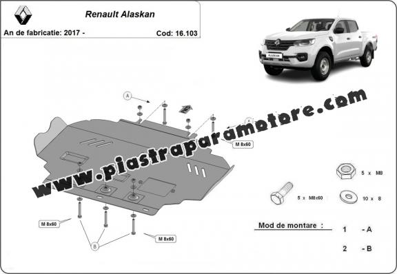 Piastra paramotore di acciaio Renault Alaskan