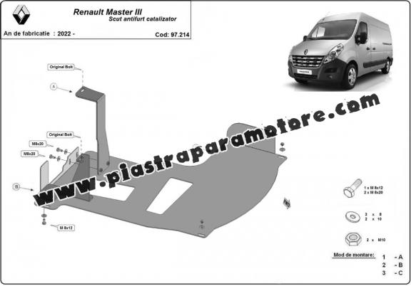 Piastra catalizzatore/cat lock di acciaio Renault Master 3