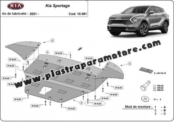 Piastra paramotore di acciaio Kia Sportage