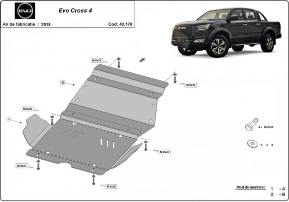 Piastra paramotore di acciaio Evo Cross 4