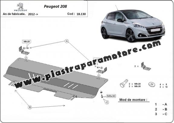 Piastra paramotore di acciaio Peugeot 208