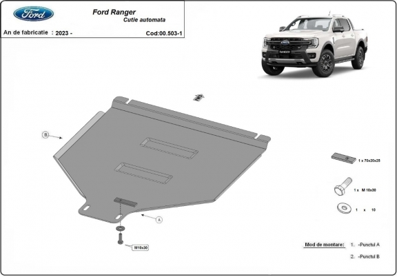 Protezione di acciaio per il cambio automatique Ford Ranger