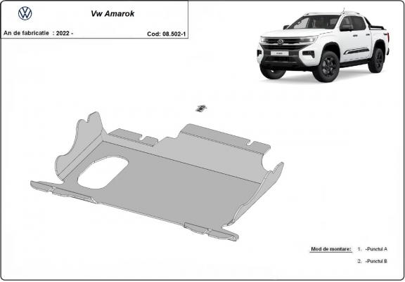 Piastra paramotore di acciaio Volkswagen Amarok 2 
