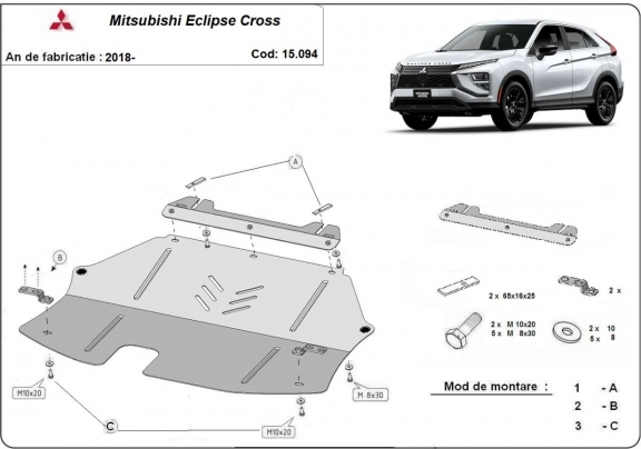 Piastra paramotore di acciaio Mitsubishi Eclipse Cross