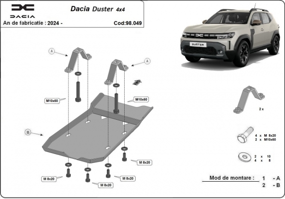 Protezione di alluminio per il differenziale  Dacia Duster 4x4